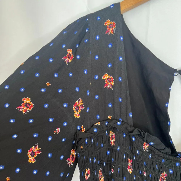 Free People Two Faces Printed Smocked Long Sleeve Mini Dress Size Medium - Picture 6 of 13